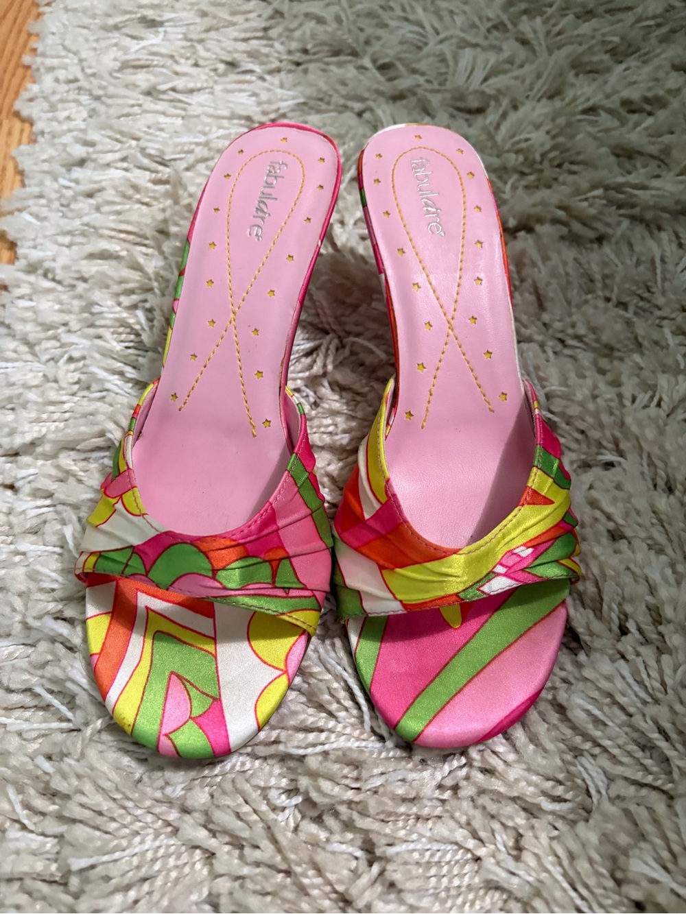 Y2K Colorful Retro Paisley Multi-Print Kitten Heel Sandals